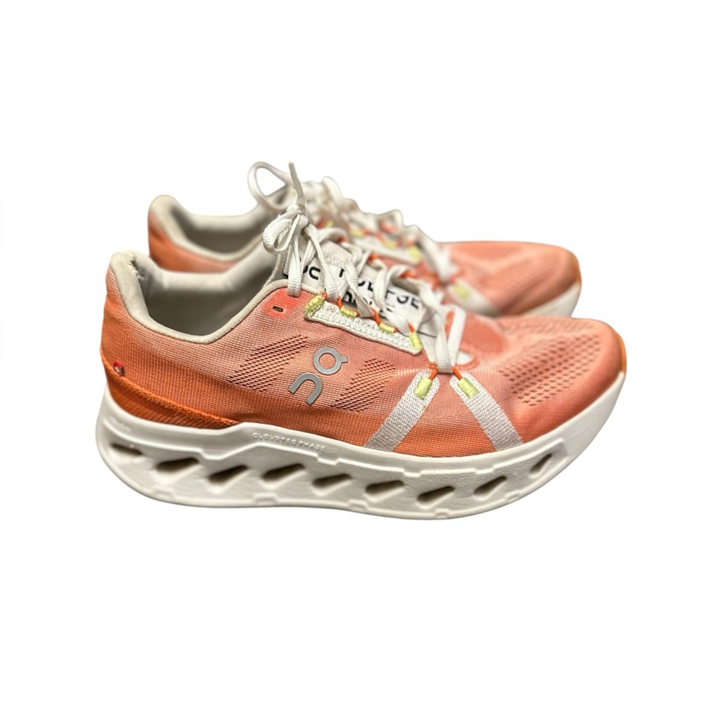 On Running Women's Coral and White  Cloudeclipse Sneakers